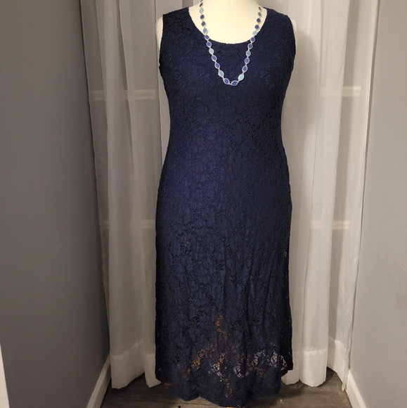 Navy Lace Dress - Picture 1 of 8
